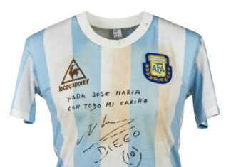 Iconic Maradona World Cup shirt put up for sale