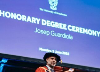 Pep Guardiola receives honorary degree from University of Manchester
